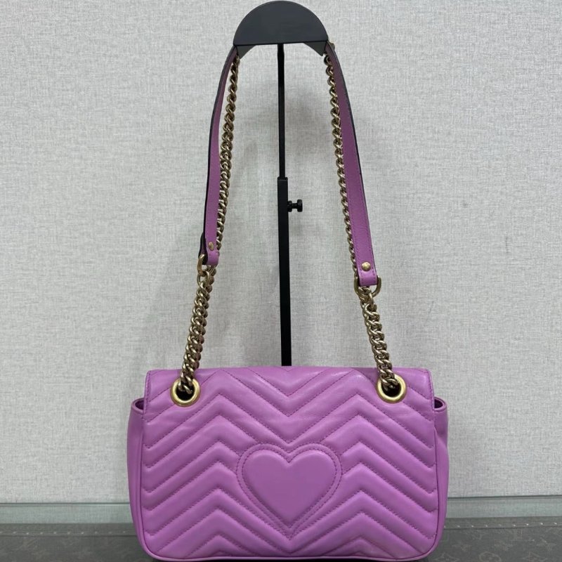 GUCCI Marmont紫金馬蒙26鍊條包 26*15*7 98新-5