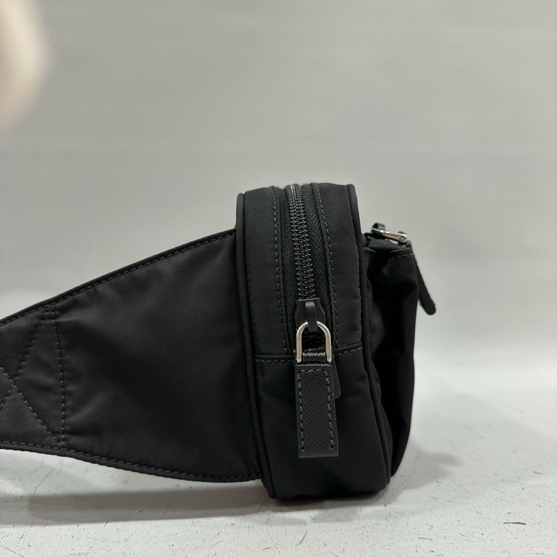 PRADA AVL977 黑色帆布胸口包 腰包-3