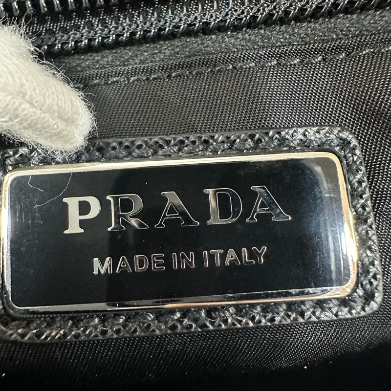 PRADA AVL977 黑色帆布胸口包 腰包-16