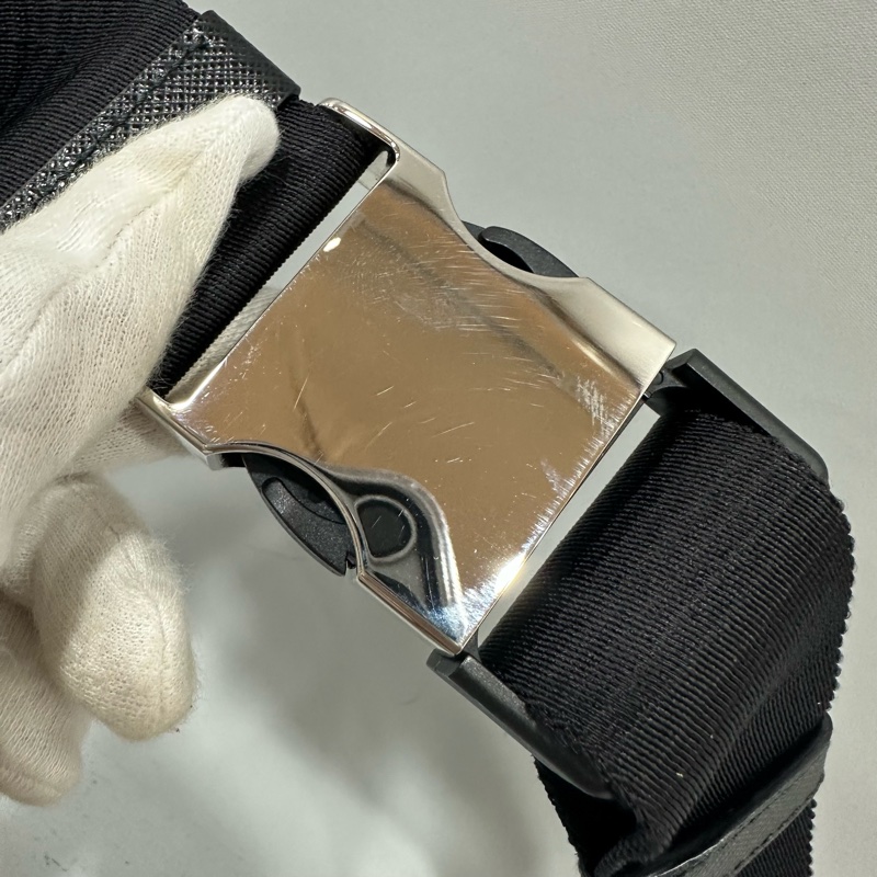 PRADA AVL977 黑色帆布胸口包 腰包-20