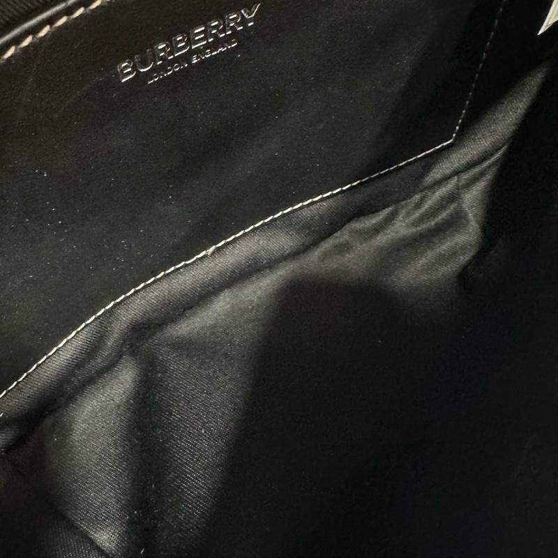 BURBERRY 8052806 咖白格紋黑釦腰包-21
