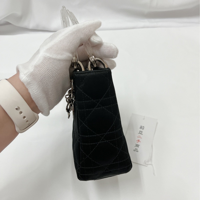 莉亞精品♡Dior 透明手把絨布鑽黛妃包 九新美包-5
