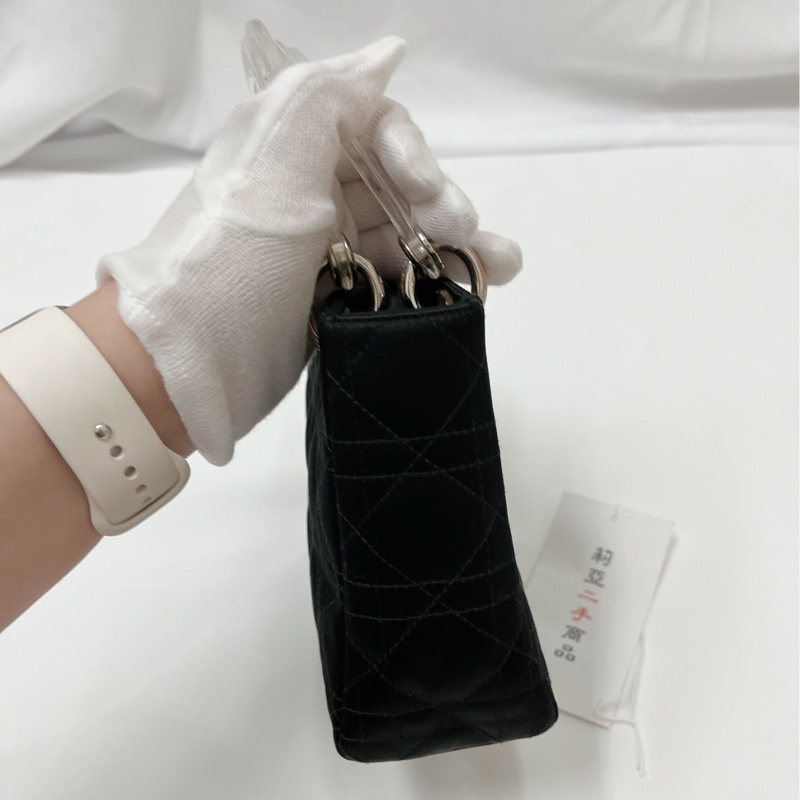 莉亞精品♡Dior 透明手把絨布鑽黛妃包 九新美包-6