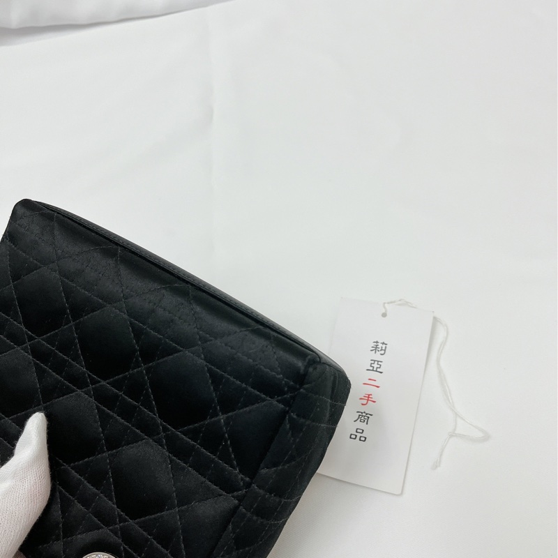莉亞精品♡Dior 透明手把絨布鑽黛妃包 九新美包-8