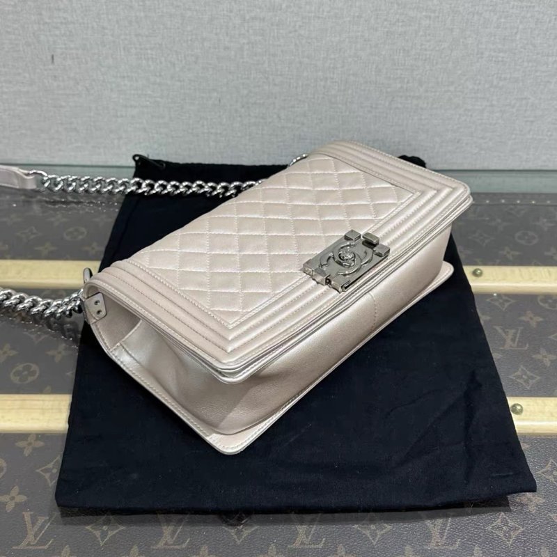 CHANEL 銀扣Leboy中號鏈條包 25*14*7 98新配件塵袋-3