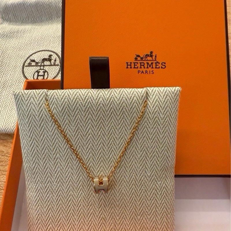 愛馬仕H型項鍊 mini pop 奶茶色-9