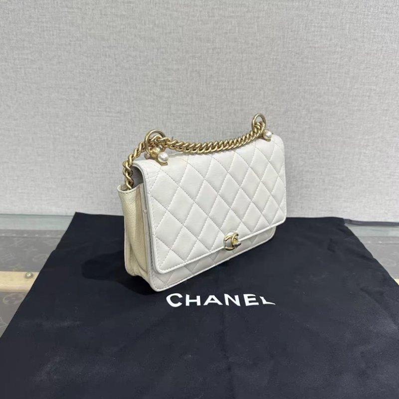 CHANEL 白金珍珠woc鏈條肩背斜背包 19*12*4 97新配件塵袋保卡-1
