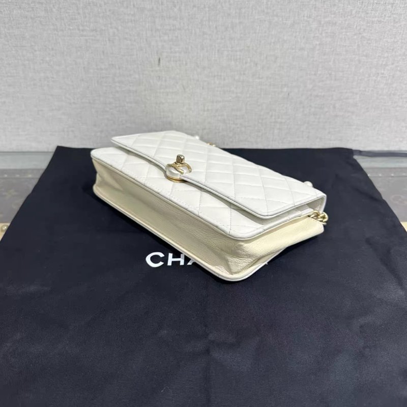 CHANEL 白金珍珠woc鏈條肩背斜背包 19*12*4 97新配件塵袋保卡-2