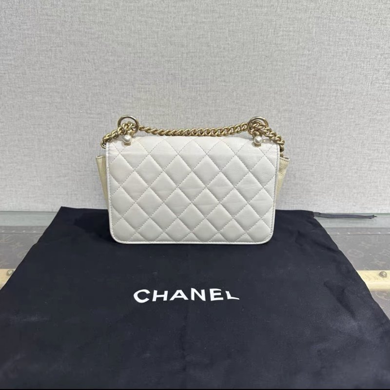 CHANEL 白金珍珠woc鏈條肩背斜背包 19*12*4 97新配件塵袋保卡-5