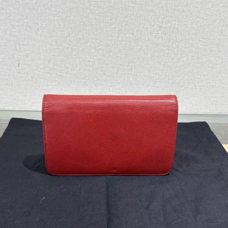CHANEL 紅銀雙C大logo荔枝牛woc鏈條包 19*12*4 98新配件盒子塵袋-5