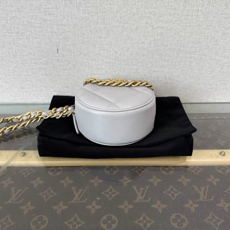 CHANEL 灰金19bag圓餅手提肩背斜背包12*12*6 99新配件:盒子塵袋保卡-3