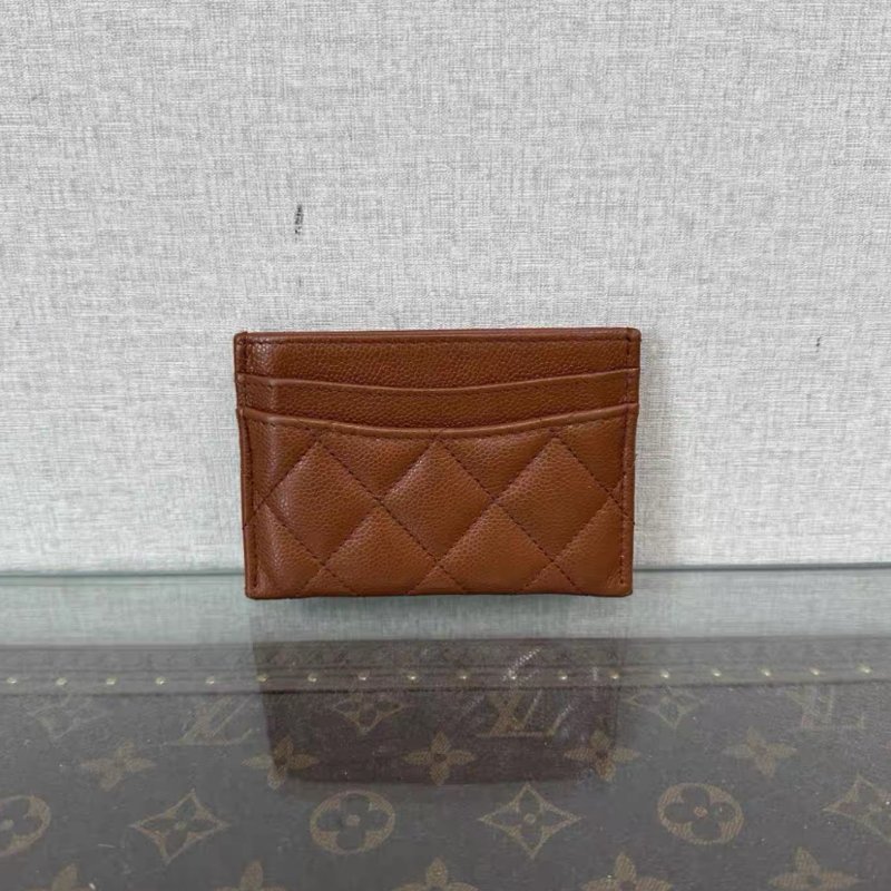 CHANEL 焦糖色金扣荔枝牛皮卡包 11*7.5 全新閒置配件吊牌-5