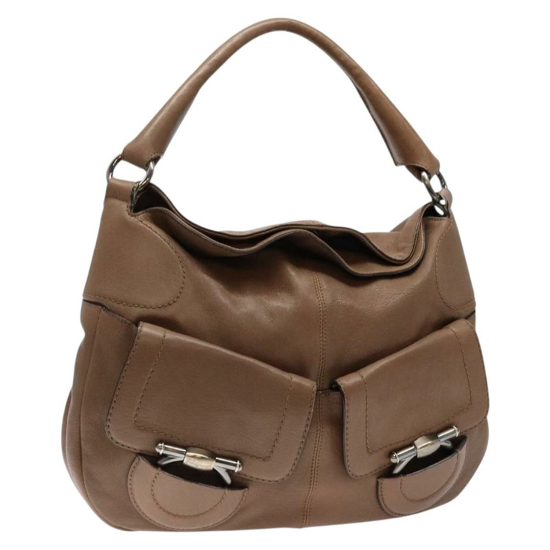 【日本直送】Salvatore Ferragamo 肩背包 皮革 米色 金色 正品 BA4410-0