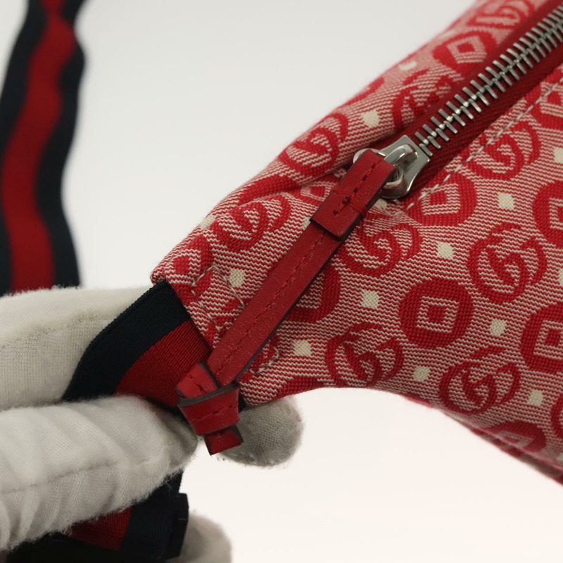 【日本直送】GUCCI 兒童雪莉線包帆布皮革紅銀色 502095 正品 138551-16