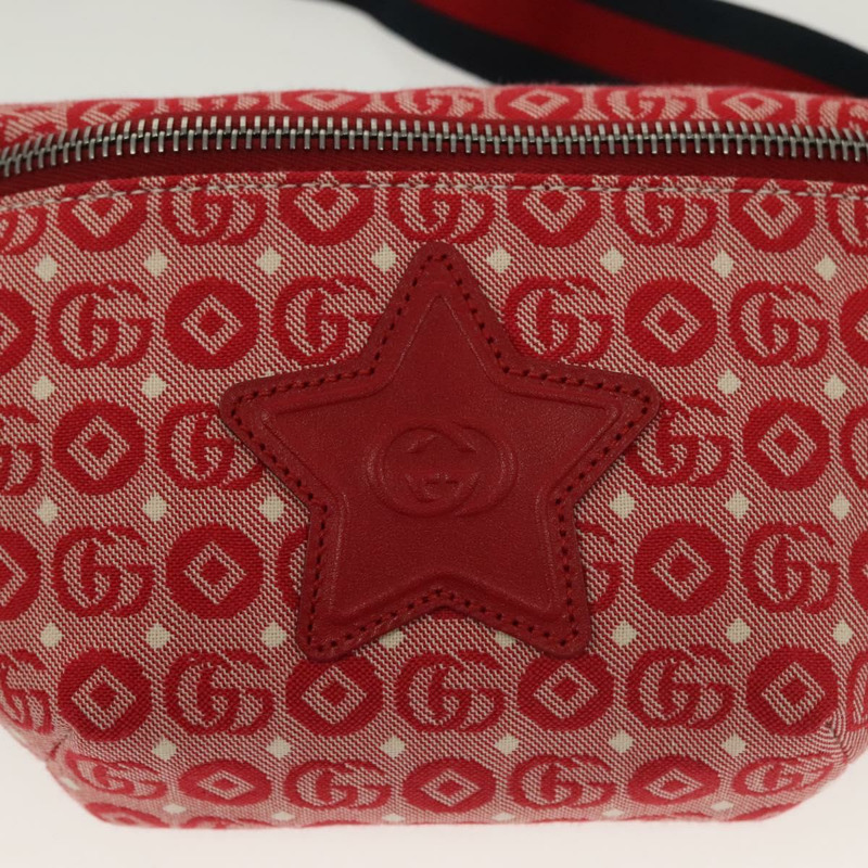 【日本直送】GUCCI 兒童雪莉線包帆布皮革紅銀色 502095 正品 138551-17