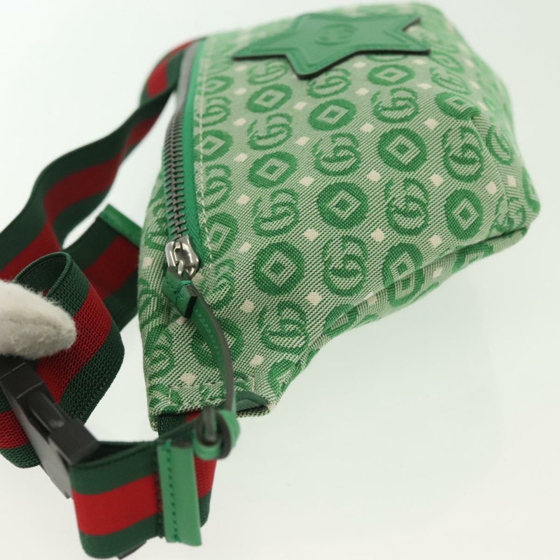 【日本直送】GUCCI 兒童雪莉包 帆布皮革 綠銀 502095 正品 138554-3