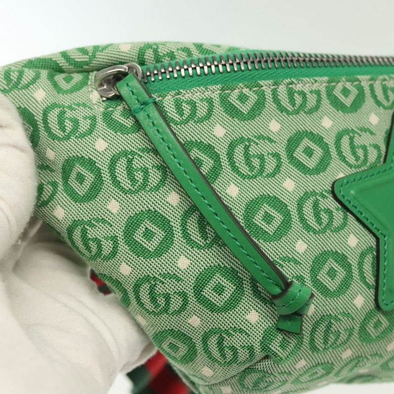 【日本直送】GUCCI 兒童雪莉包 帆布皮革 綠銀 502095 正品 138554-17