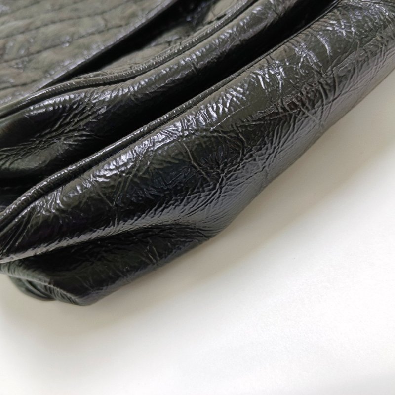 YSL NIKI中號 黑色牛皮V紋單肩包 釕色五金-13