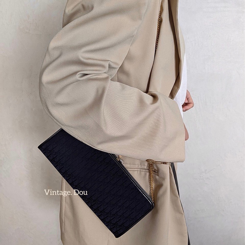 Dior vintage 老花蛙口鍊包 藏青色-0