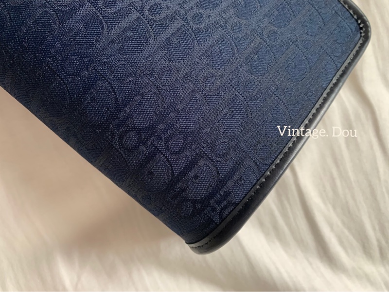 Dior vintage 老花蛙口鍊包 藏青色-4