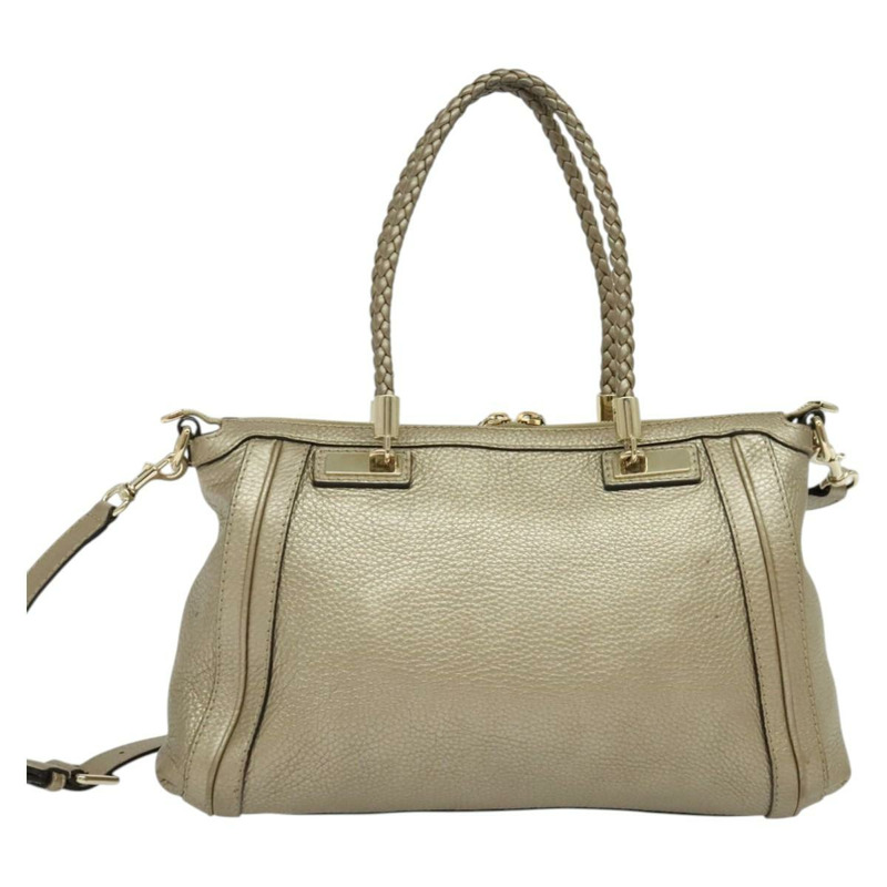 【日本直送】GUCCI 竹節手提包 皮革 2 向 金色 282300 正品 139306-1