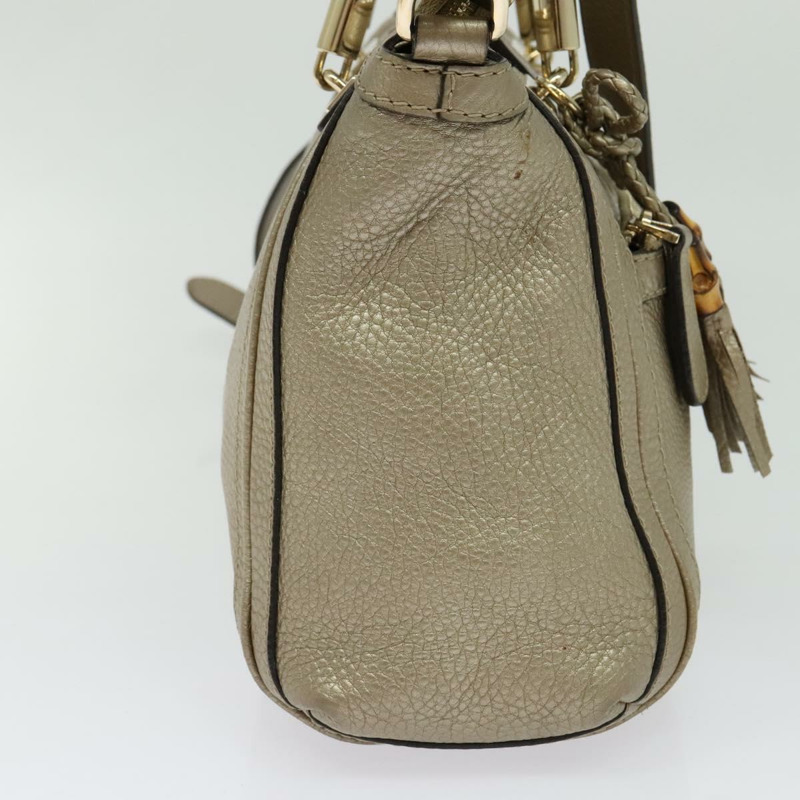 【日本直送】GUCCI 竹節手提包 皮革 2 向 金色 282300 正品 139306-2