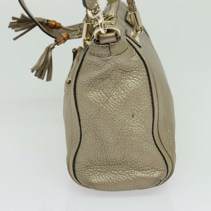 【日本直送】GUCCI 竹節手提包 皮革 2 向 金色 282300 正品 139306-3