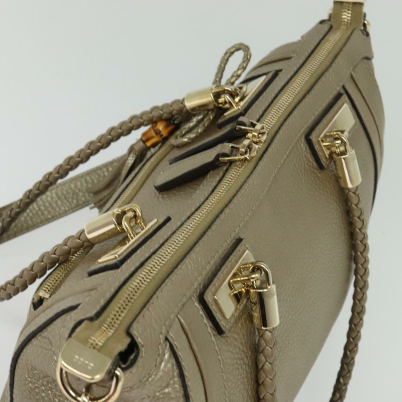 【日本直送】GUCCI 竹節手提包 皮革 2 向 金色 282300 正品 139306-5
