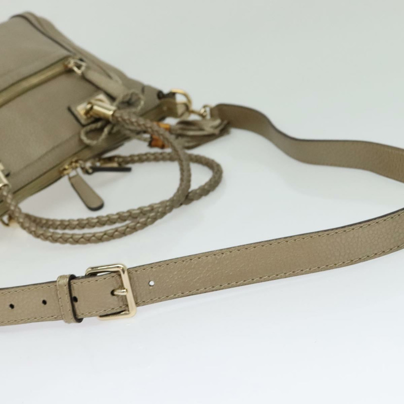 【日本直送】GUCCI 竹節手提包 皮革 2 向 金色 282300 正品 139306-8
