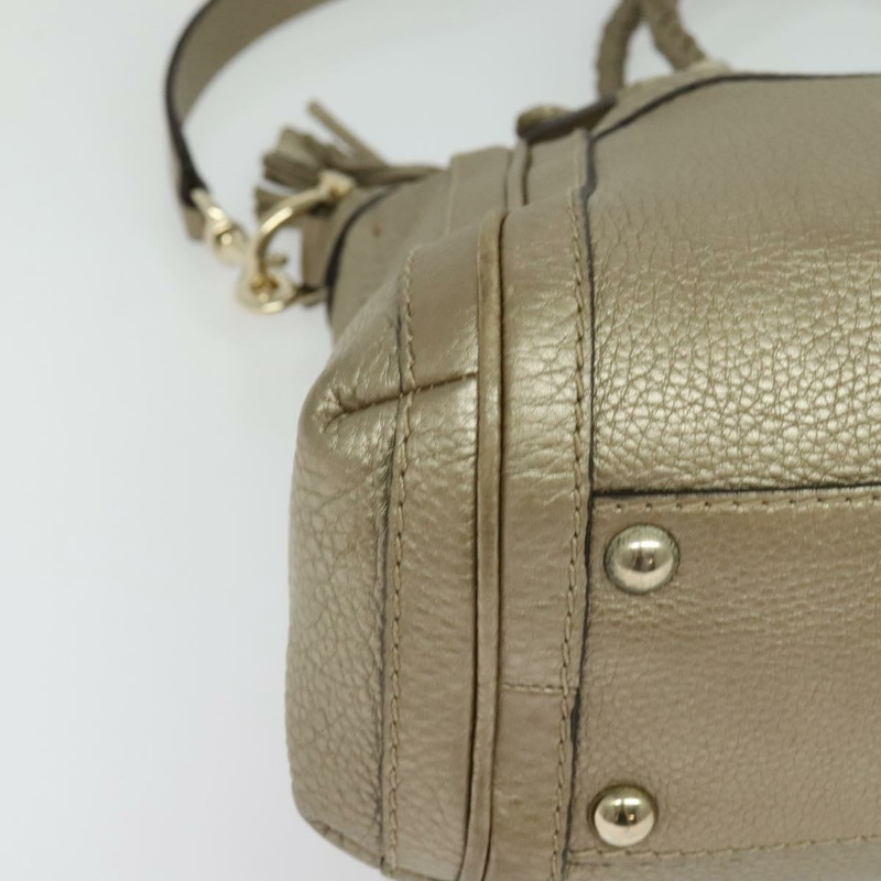 【日本直送】GUCCI 竹節手提包 皮革 2 向 金色 282300 正品 139306-14