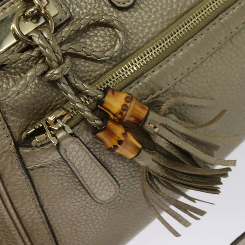 【日本直送】GUCCI 竹節手提包 皮革 2 向 金色 282300 正品 139306-17