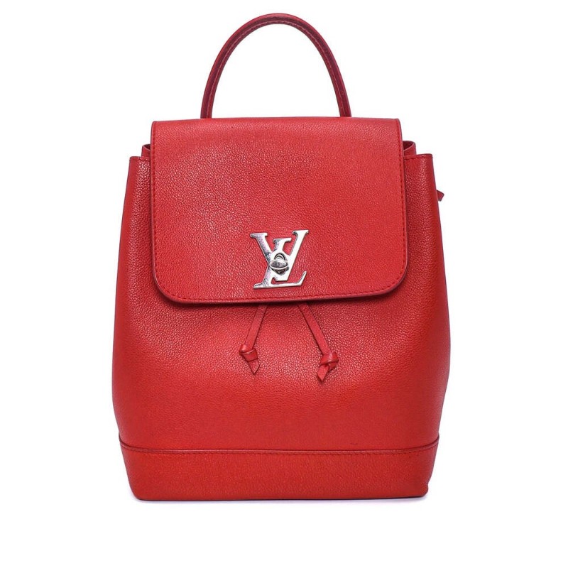 9成新 雙肩後背包 Louis Vuitton – Red Leather Lock Me Backpack II SC9073 (思英turauth-0