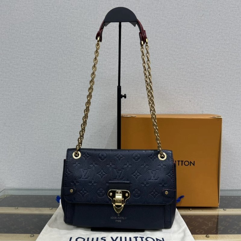 LV 金扣牛皮壓花vavin BB肩背斜背包25.5*15*8 98新配件盒子塵袋-1