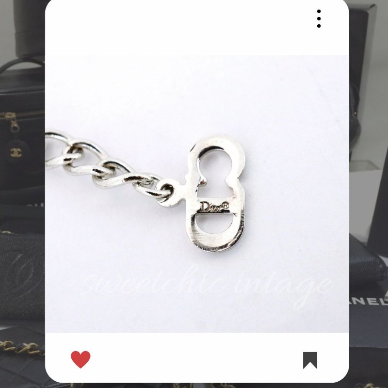 💖9月新品上架 🔥甜價 限時折扣 💖 ✨ChristianDior Logo necklace DIOR 銀色水鑽頸鏈 經典DIOR 頸項款-4