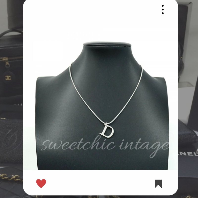 💖9月新品上架 🔥甜價 限時折扣 💖 ✨ChristianDior Logo necklace DIOR 銀色水鑽頸鏈 經典DIOR 頸項款-6