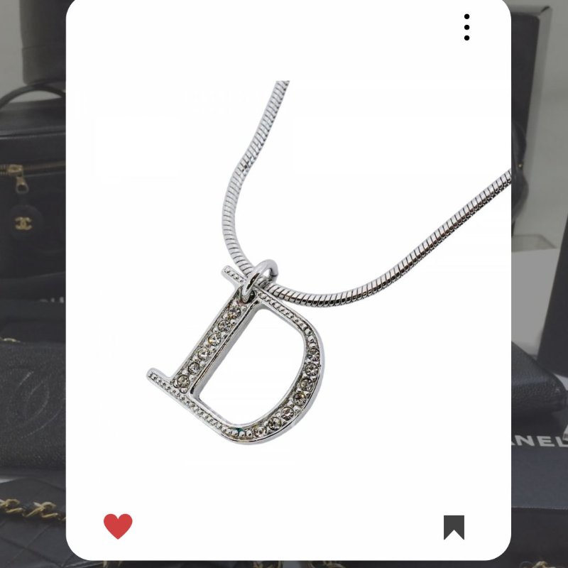💖9月新品上架 🔥甜價 限時折扣 💖 ✨ChristianDior Logo necklace DIOR 銀色水鑽頸鏈 經典DIOR 頸項款-7