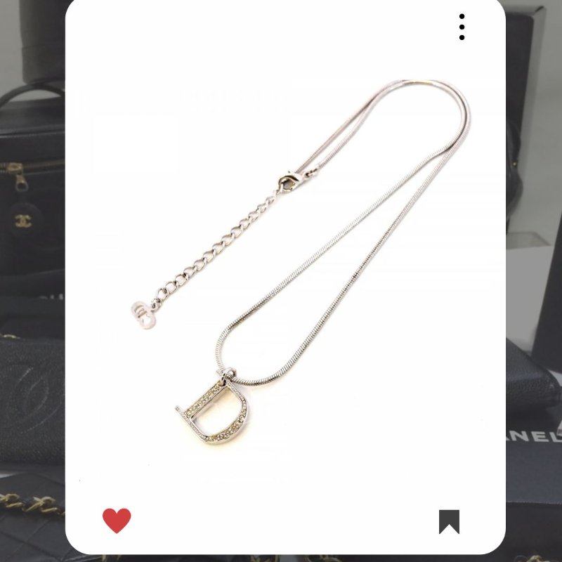 💖9月新品上架 🔥甜價 限時折扣 💖 ✨ChristianDior Logo necklace DIOR 銀色水鑽頸鏈 經典DIOR 頸項款-9