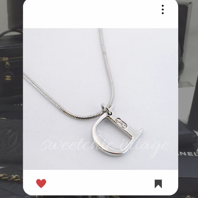💖9月新品上架 🔥甜價 限時折扣 💖 ✨ChristianDior Logo necklace DIOR 銀色水鑽頸鏈 經典DIOR 頸項款-10