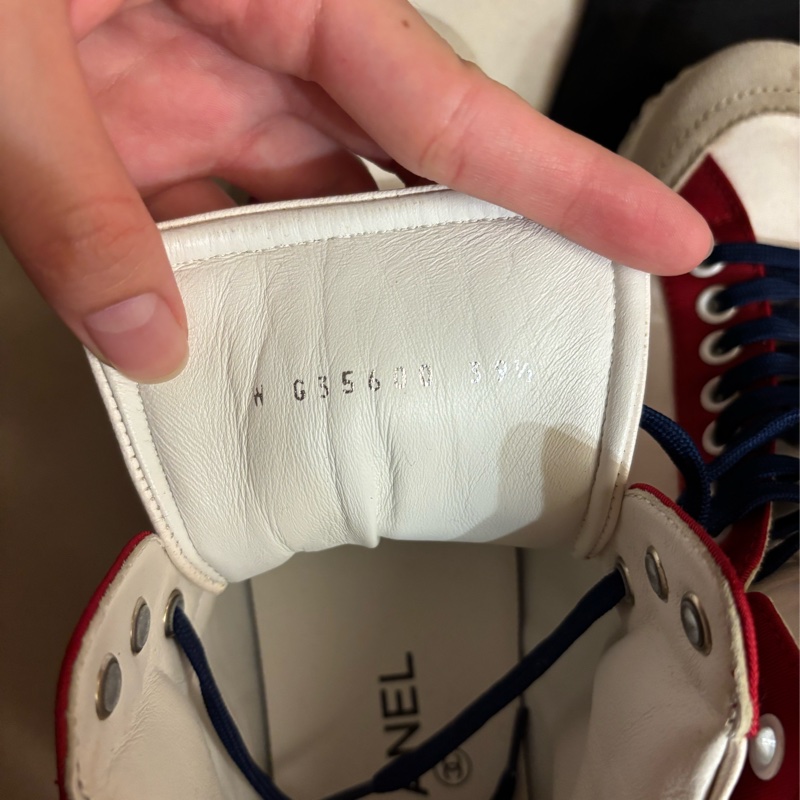Chanel鏈條邊拼色高筒休閒鞋-7