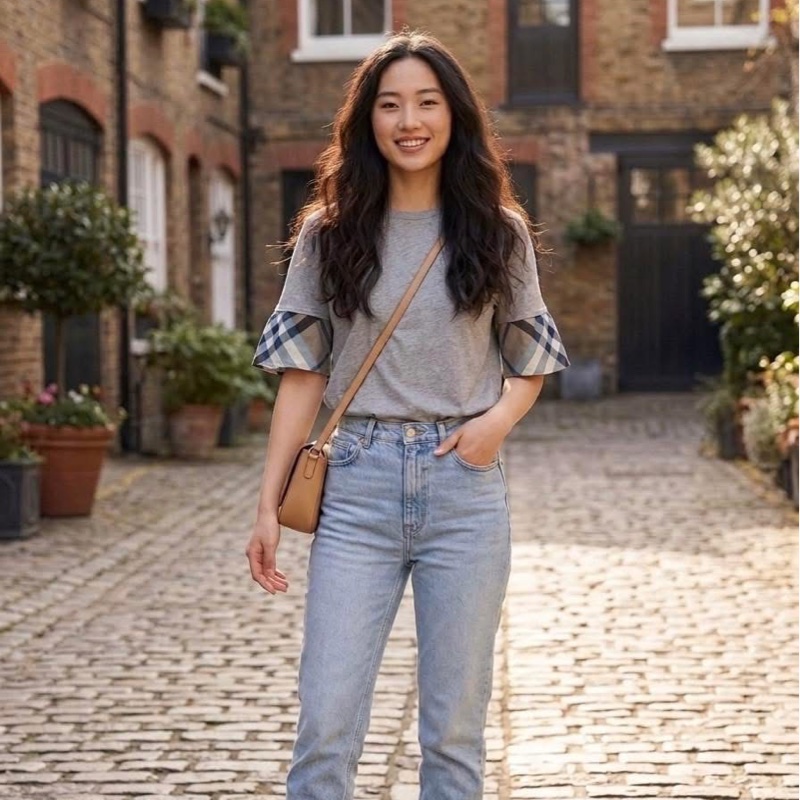 Burberry 格紋袖寛鬆版上衣-9