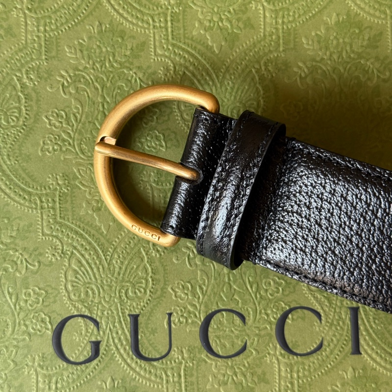 『全新閒置』Gucci古馳仿舊金屬扣環小牛皮腰帶/皮帶80cm-1