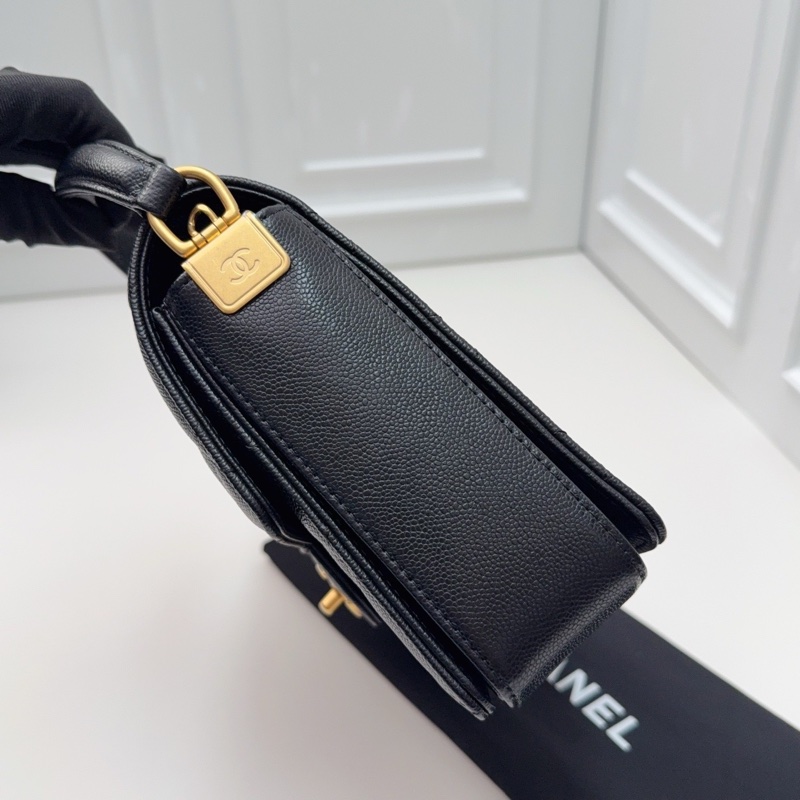 閒置新香奈兒/Chanel 黑金荔枝皮手提斜挎鏈條包 芯片款-9