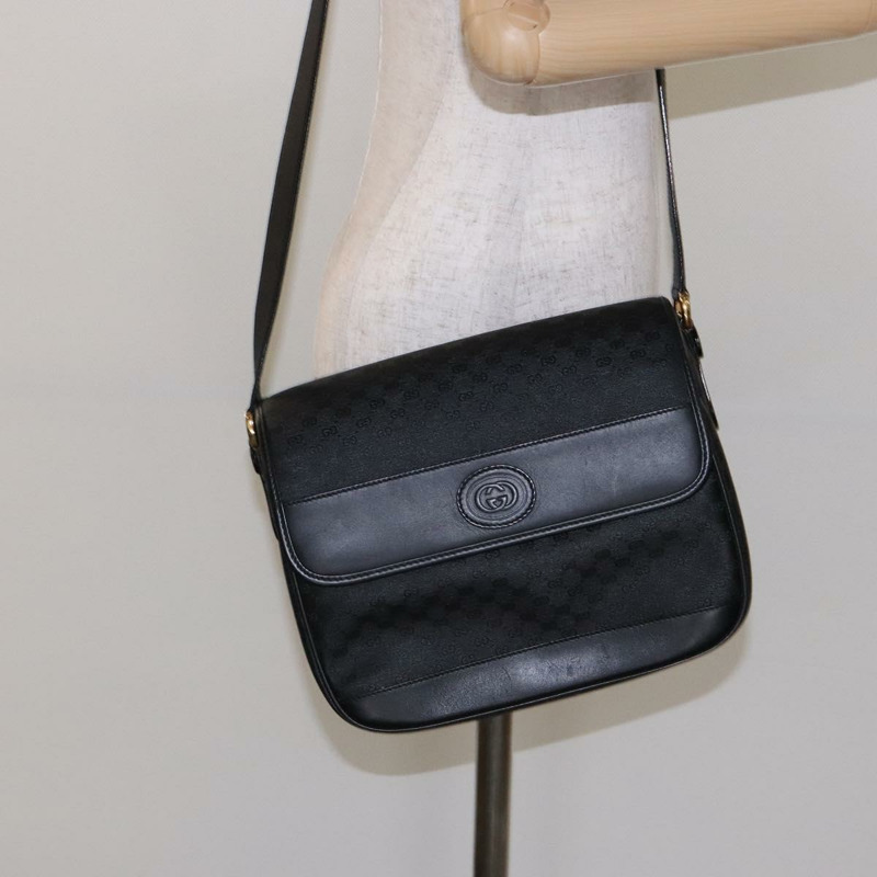 【日本直送】GUCCI 微型 GG Supreme 單肩包 PVC 黑金 001 14 0925 正品 137566-22