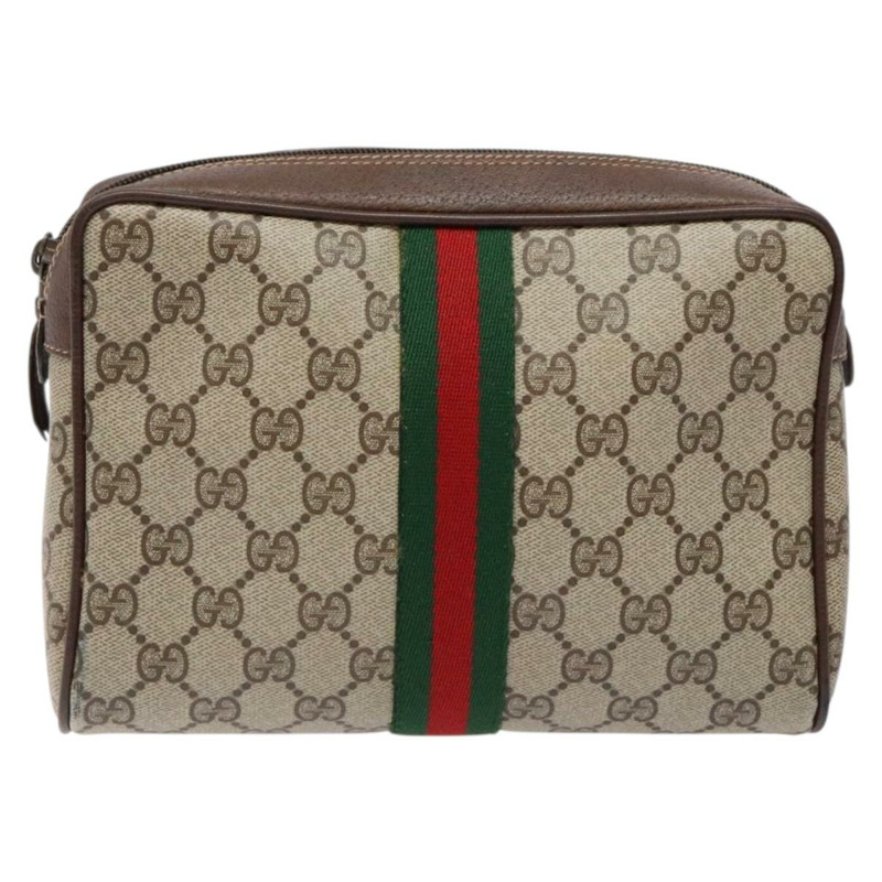 【日本直送】GUCCI GG Supreme Web Sherry Line 手拿包 PVC 米色 156 01 012 正品 139363-12