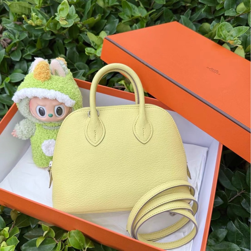 有購證💓 愛馬仕檸檬黃銀扣保齡球 Ｗ刻 全套帶票-0