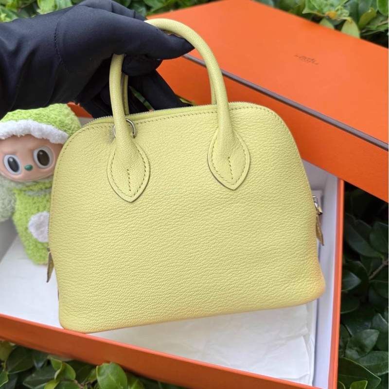 有購證💓 愛馬仕檸檬黃銀扣保齡球 Ｗ刻 全套帶票-5