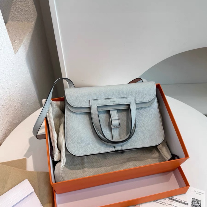 大全套Hermes愛馬仕 Halzan31 聖杯藍 銀扣 哈喇子 w刻 絕美高級感-0