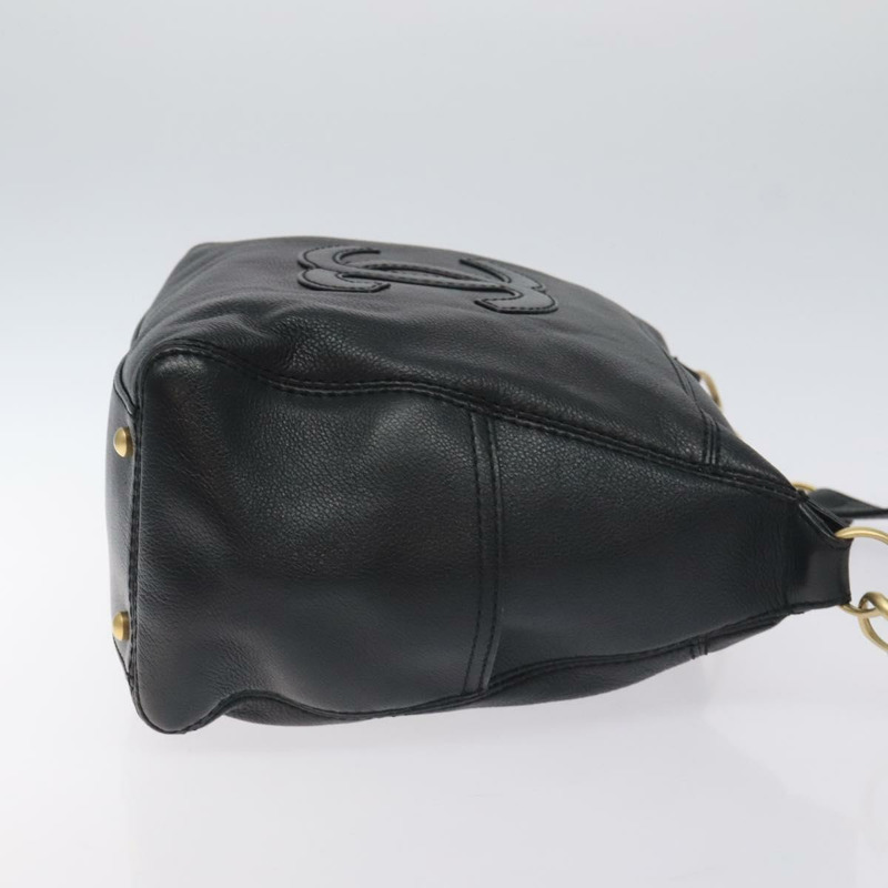 【日本直送】香奈兒 COCO 標誌鏈單肩包皮革黑金 CC 正品 am8635V-2