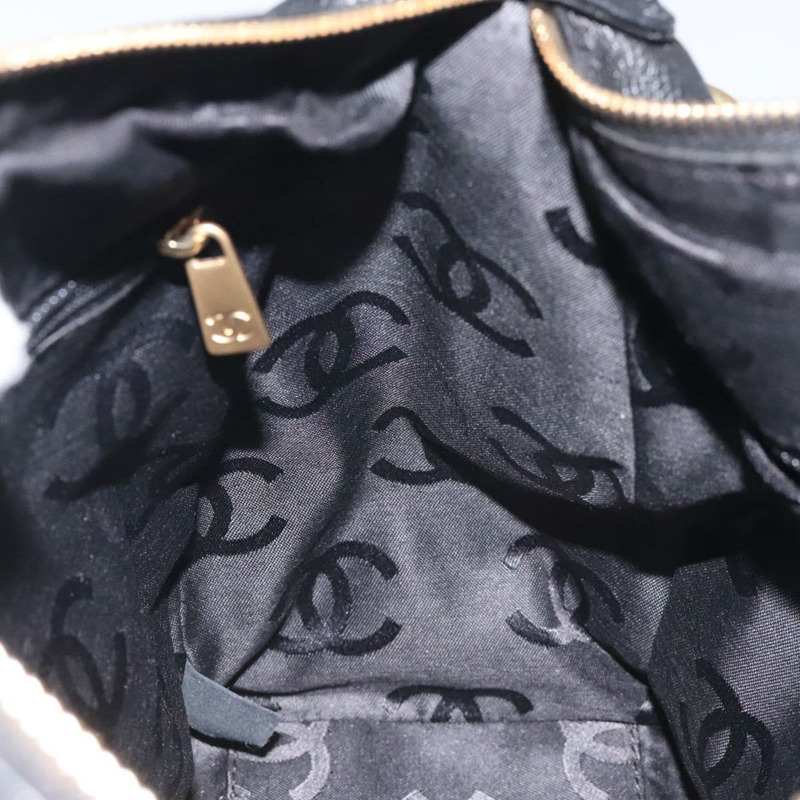 【日本直送】香奈兒 COCO 標誌鏈單肩包皮革黑金 CC 正品 am8635V-18