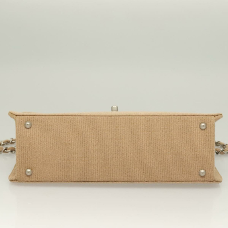 【日本直送】香奈兒 Matelasse 鏈條單肩包 棉質 米色 銀色 CC 正品 bs26927-4